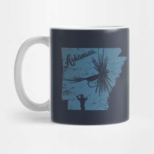 Arkansas Distressed Fly Fishing State Map Mug